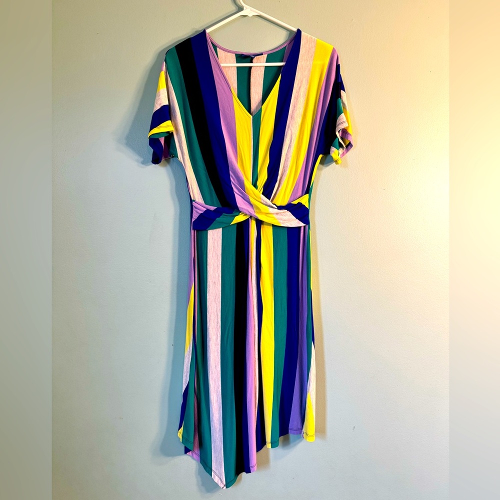 Apt. 9 striped dress, asymmetrical bottom, size medium.
